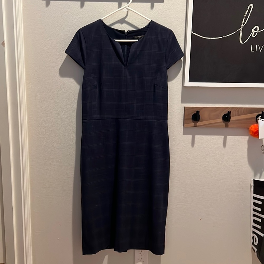 Banana Republic plaid blue and pink midi dress